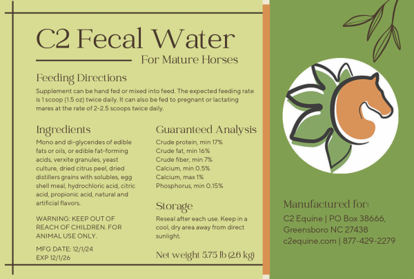 C2 Fecal Water supplement label
