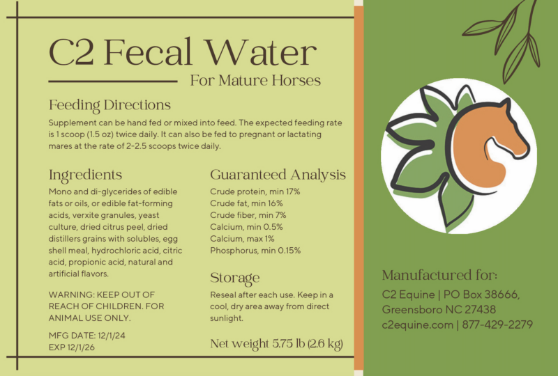 C2 Fecal Water supplement label
