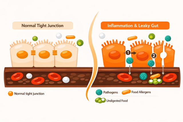 illustration of "leaky" intestinal lining